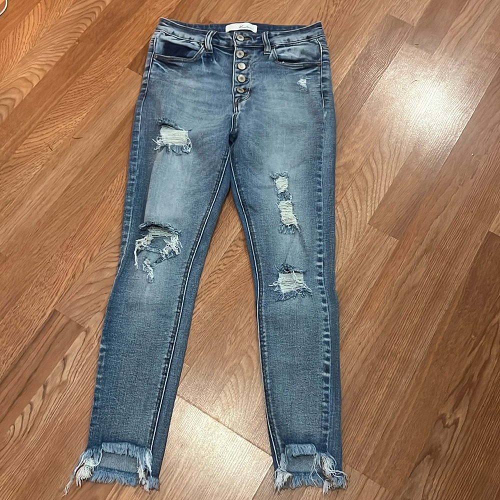 Kancan Distressed Button Down Jeans Sz 26